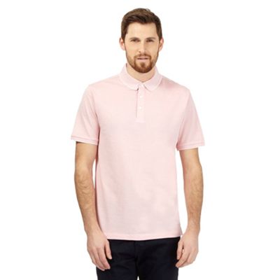 J by Jasper Conran Big and tall pink birdseye textured polo shirt